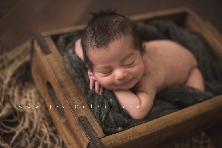 Happy Awake Newborn Baby Photography Studio Bakersfield