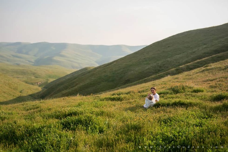 Outdoor newborn session in the wildflowers bakersfield