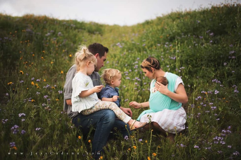 Outdoor newborn session in the wildflowers bakersfield