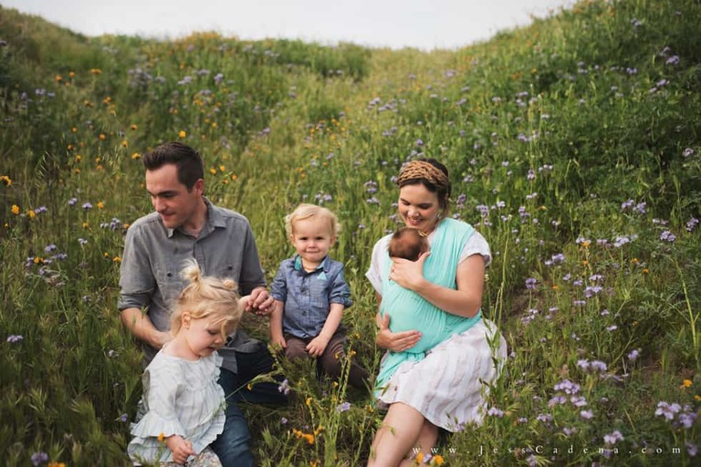 Outdoor newborn session in the wildflowers bakersfield