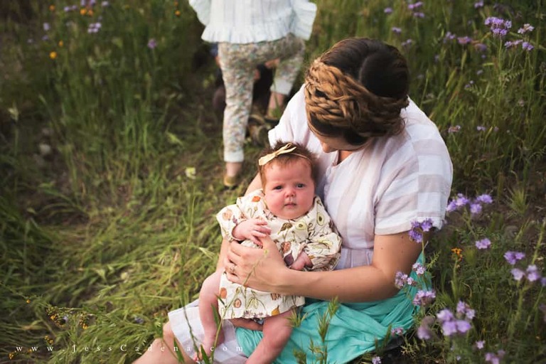 Outdoor newborn session in the wildflowers bakersfield
