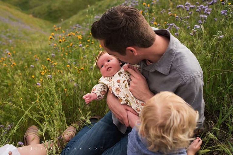 Outdoor newborn session in the wildflowers bakersfield