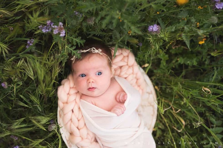 Outdoor newborn session in the wildflowers bakersfield