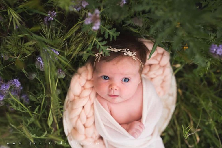 Outdoor newborn session in the wildflowers bakersfield