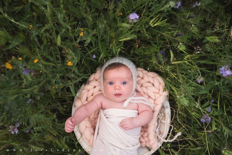 Outdoor newborn session in the wildflowers bakersfield