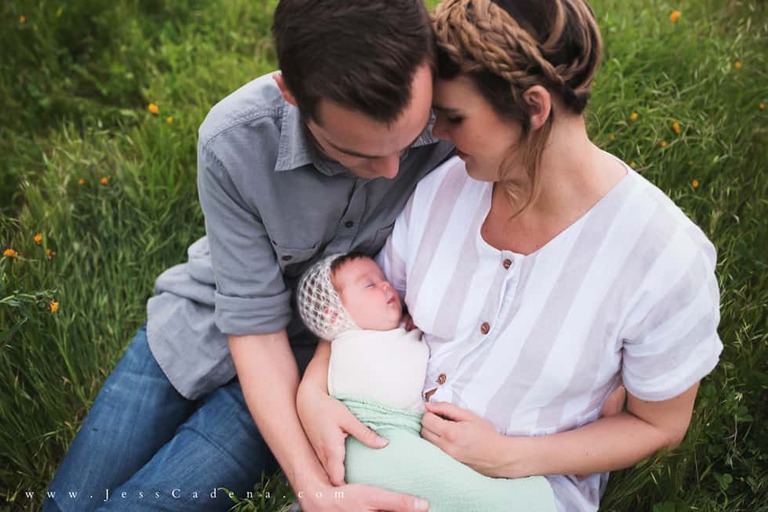 Outdoor newborn session in the wildflowers bakersfield