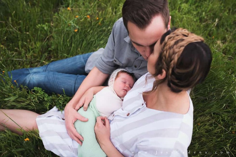 Outdoor newborn session in the wildflowers bakersfield
