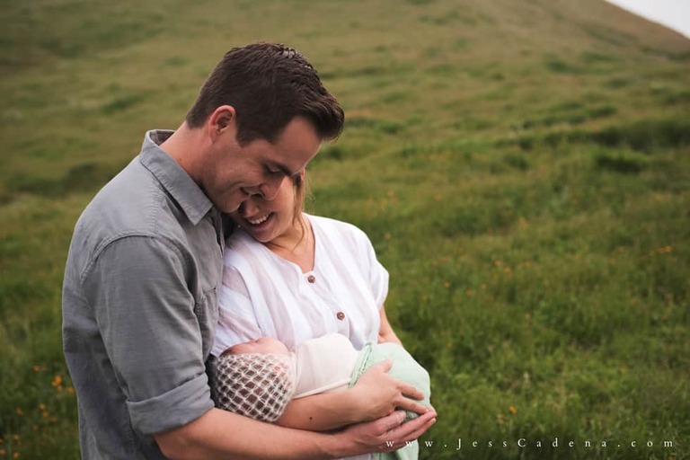 Outdoor newborn session in the wildflowers bakersfield