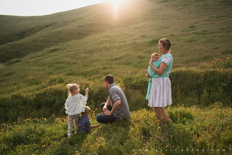 Outdoor newborn session in the wildflowers bakersfield