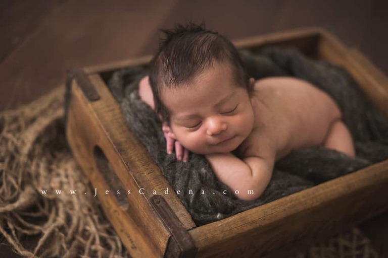 Happy Awake Newborn Baby Photography Studio Bakersfield