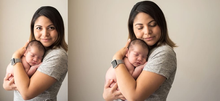 Newborn and family session, lumberjack and pine