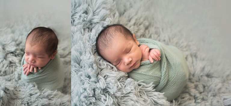 Newborn and family session, lumberjack and pine