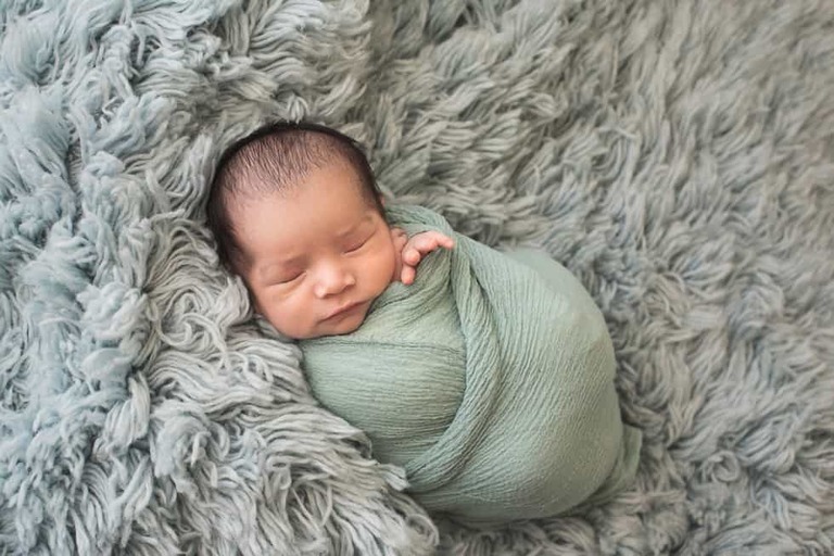 Newborn and family session, lumberjack and pine