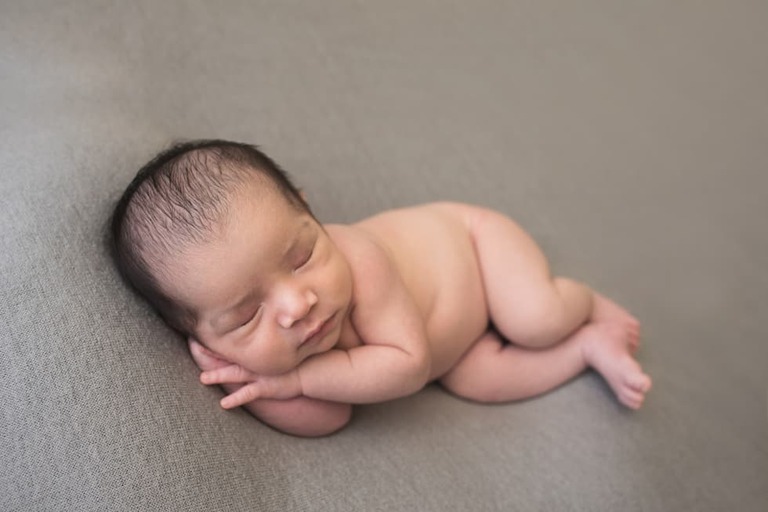 Newborn and family session, lumberjack and pine