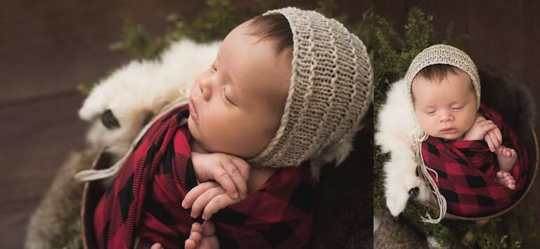 Bakersfield Newborn Photogarpher Buffalo Plaid Neutral Set